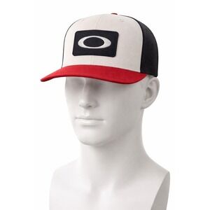 Oakley Trucker Hat Red White Black Mesh Snapback Logo Cap Mens Adjustable Golf ✅